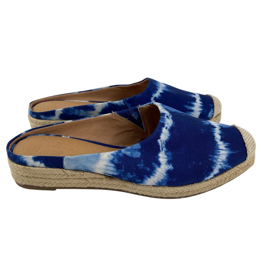 Crown Vintage Lonari Espadrille Mule Blue Tie Dye Womens Size 9.5 M